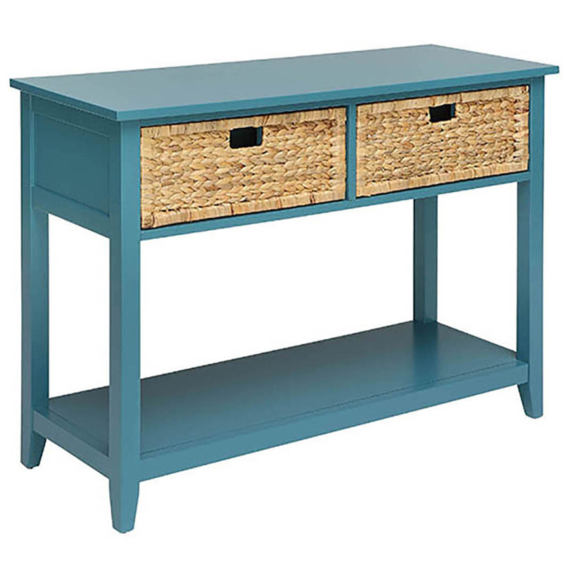 Beachcrest Home Teal Console Table With Bottom Shelf Wayfair